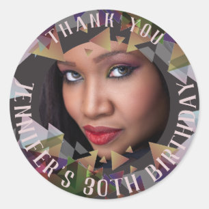 Thank You PHOTO Stickers Mauve Taupe Polygon