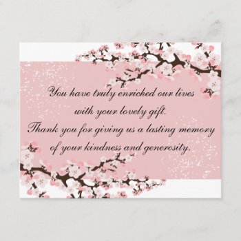 Thank You Photo Wedding Card Pink Cherry Blossoms by OLPamPam at Zazzle