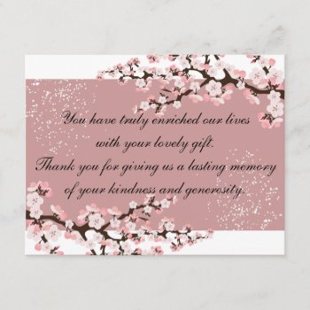 Thank You Photo Wedding Card Rose Cherry Blossoms by OLPamPam at Zazzle