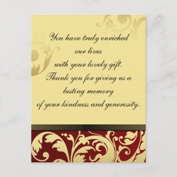 Thank You Photo Wedding Card Rouge & Gold Floral by OLPamPam at Zazzle