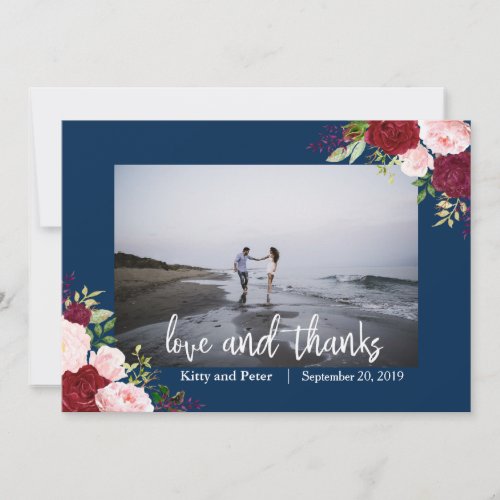 Thank You Photo Wedding Floral Navy Burgundy