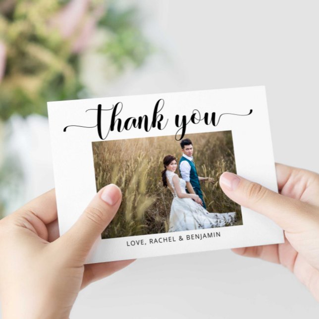 Thank you Photo Wedding Script Elegant Modern Card (Creator Uploaded)