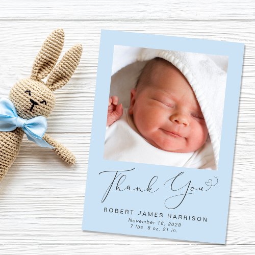 Thank You Photos Blue Baby Boy Birth Announcement