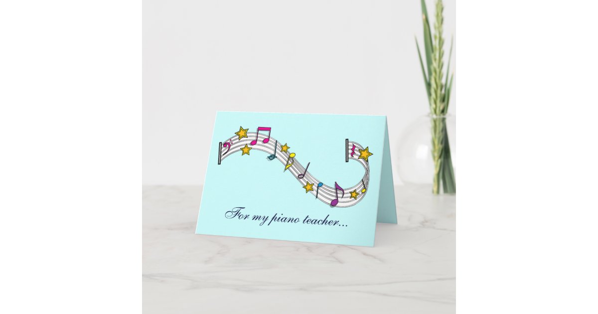 Thank You Piano Teacher with Notes and Stars