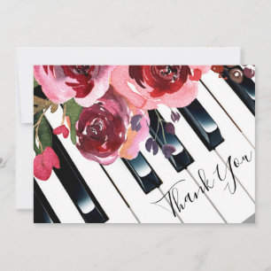 thank you piano watercolor floral card