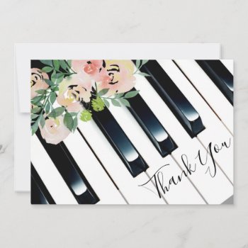 Thank You Piano Watercolor Flowers by musickitten at Zazzle