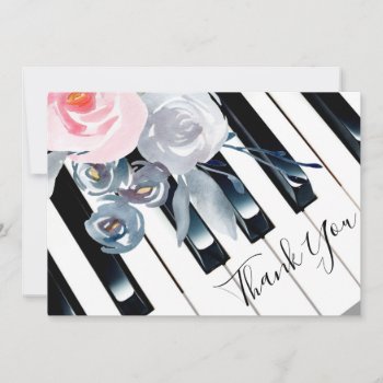 Thank You Piano Watercolor Flowers Decor by musickitten at Zazzle