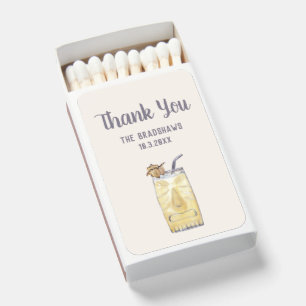 Thank You Piña Colada Cocktail Wedding Favor Matchboxes