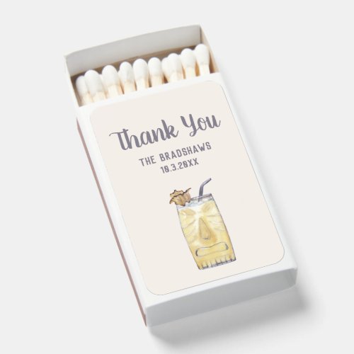 Thank You Pia Colada Cocktail Wedding Favor Matchboxes