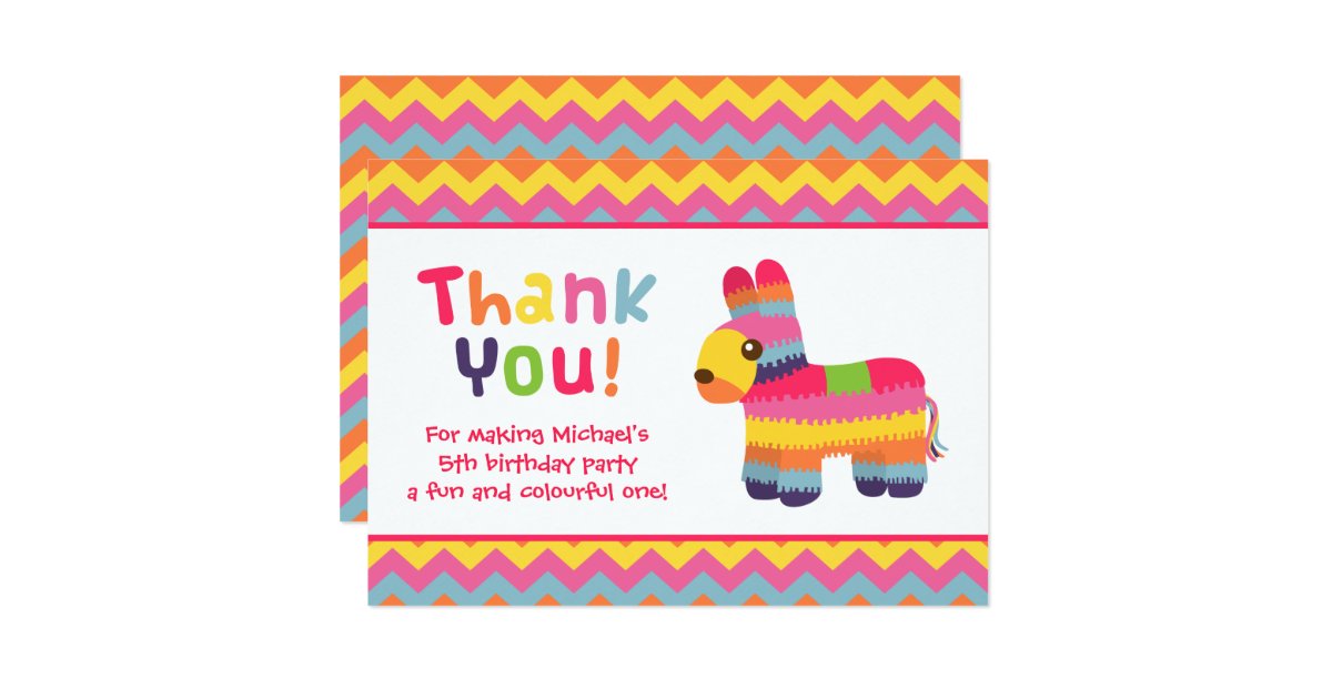 Thank You Pinata Mexican Fiesta Birthday Party Card | Zazzle