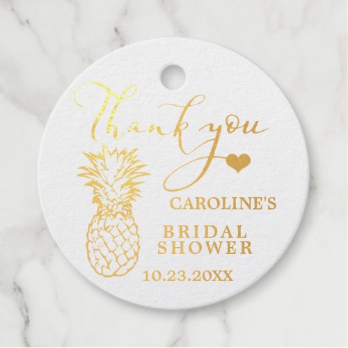 THANK YOU Pineapple Gold Foil Beach Bridal Shower Foil Favor Tags