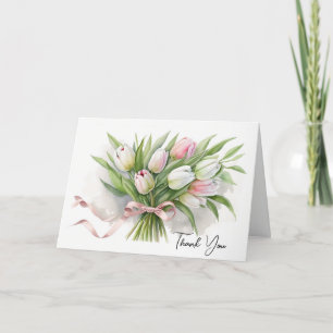 Thank You Pink And White Tulip Bouquet Card