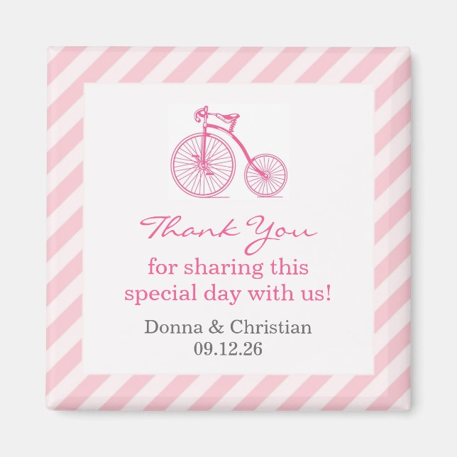 Thank You Pink Baby Shower Favor Magnet (Front)