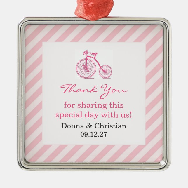 Thank You Pink Baby Shower Favor Ornament (Front)