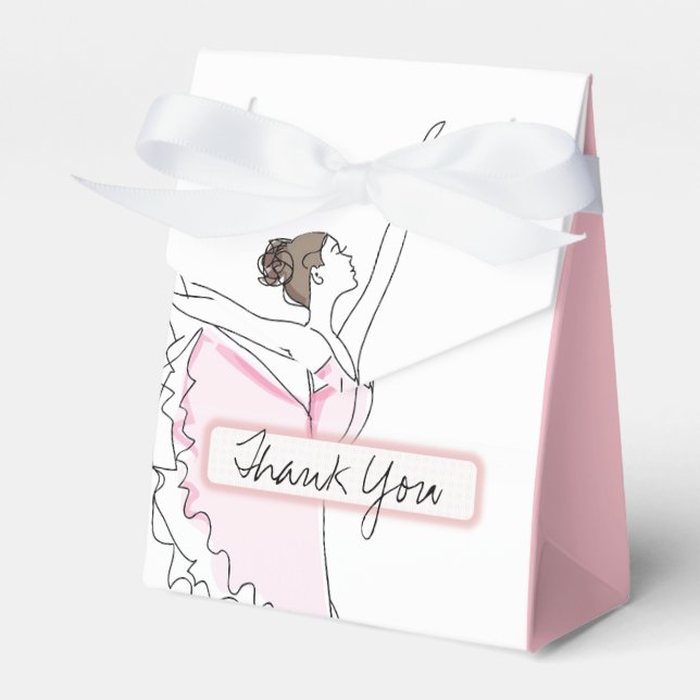 Thank You Pink Ballerina Birthday Baby Favor Boxes (Front Side)