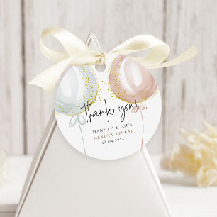 Thank you Pink & Blue Balloon Gender Reveal  Favor Tags