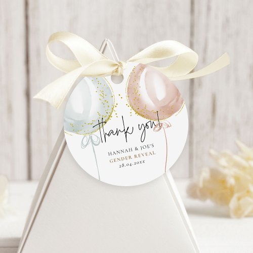 Thank you Pink  Blue Balloon Gender Reveal  Favor Tags