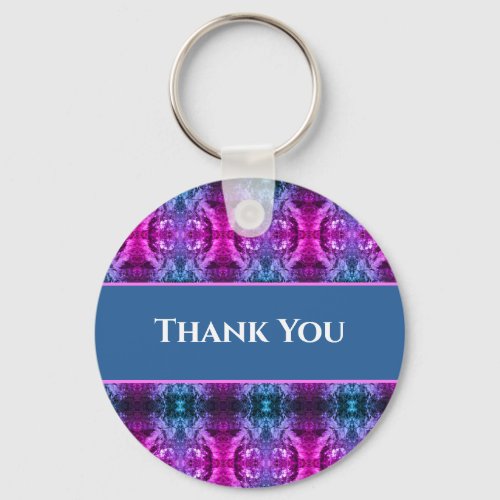 Thank You Pink Blue Kaleidoscope Abstract Thanks Keychain