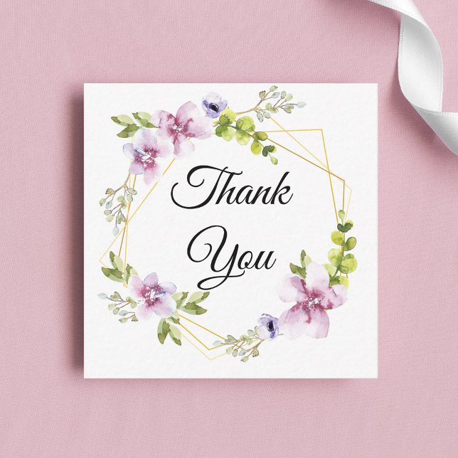 thank you, pink blush flowers wreath note card (Creator Uploaded)