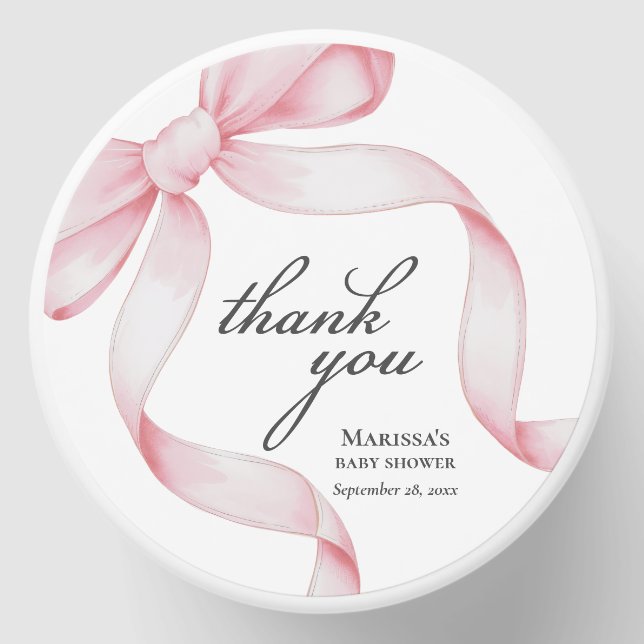 Thank You Pink Bow Baby Shower Mini Candle Favors (Front)