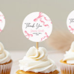 Thank You Pink Bow Sticker<br><div class="desc">Thank You sticker with watercolor pink bows.</div>