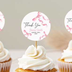 Thank You Pink Bow Sticker