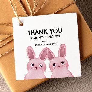Thank you pink bunnies favor tags