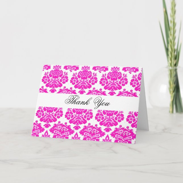 Thank you,pink damask you card (Front)