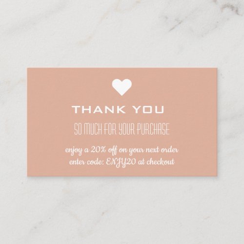 Thank You Pink Discount Heart Business Card