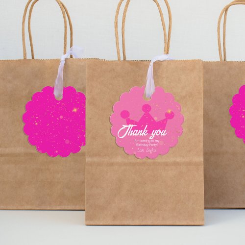 Thank You Pink Doll Birthday Party Princess Crown Favor Tags