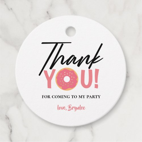 Thank You Pink Doughnut Theme Party Favor Tags