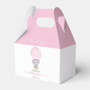 Thank You Pink Elephant Baby Girl Shower Favor Boxes