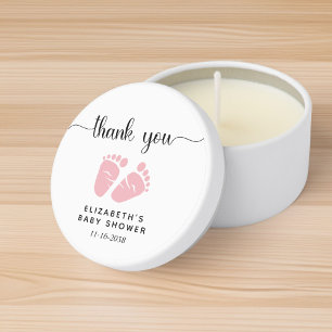 Thank You Pink Feet Baby Girl Shower  Mini Candle Favors