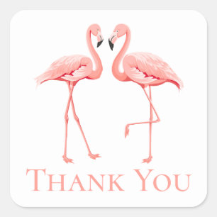 Thank You Pink Flamingo Tropical Wedding Beach Square Sticker
