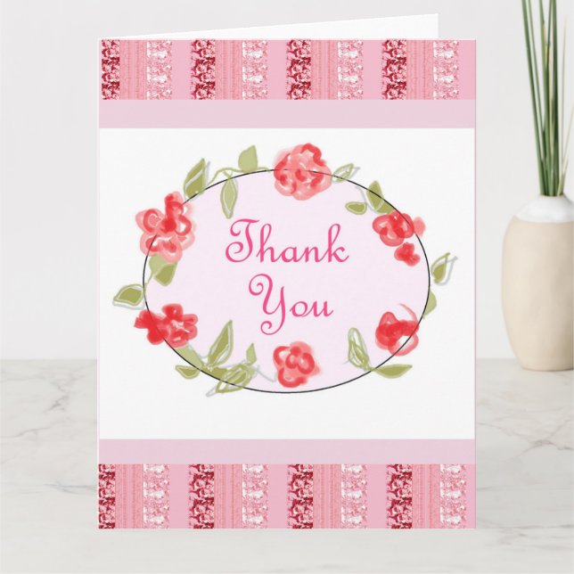 Thank You Pink Floral Decorative Art (Front)