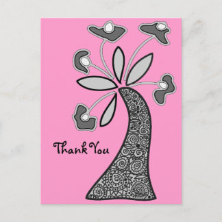 Thank You Pink Flower Postcard