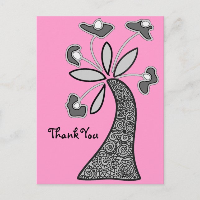 Thank You Pink Flower Postcard (Front)