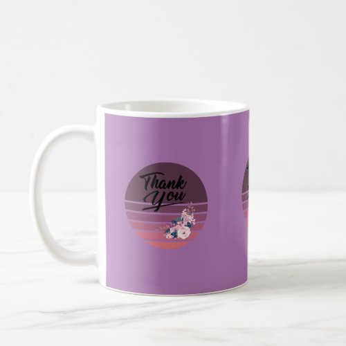 thank you pink flowers coffee mug