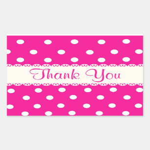 Thank You Pink Fuschia & White Polka Dot Sticker