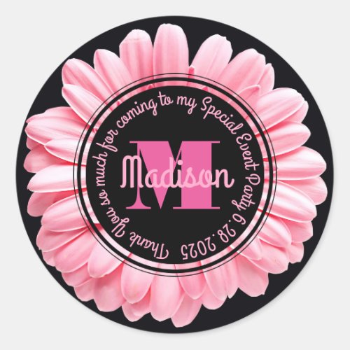 Thank You Pink Gerbera Add Your Own Message Daisy Classic Round Sticker