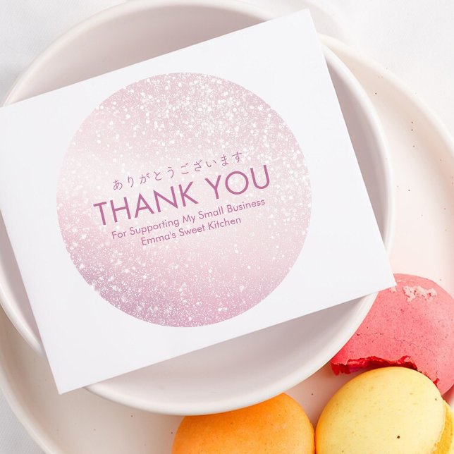 Thank You Pink Glitter Sparkle Small Business Classic Round Sticker (Creator Uploaded)