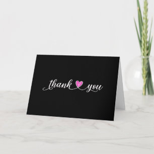 Thank You Pink Heart On Black