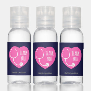 Thank You   Pink Heart Stethoscope 2 Hand Sanitizer