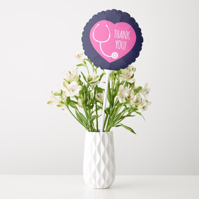 Thank You | Pink Heart Stethoscope Balloon (Vase)