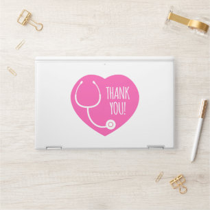Thank You Pink Heart Stethoscope HP Laptop Skin