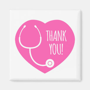 Thank You Pink Heart Stethoscope Magnet