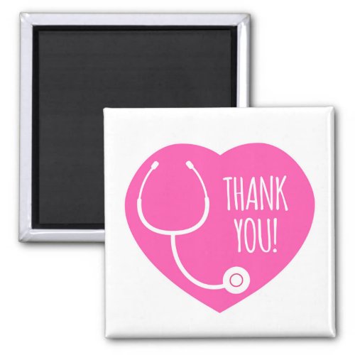 Thank You  Pink Heart Stethoscope Magnet