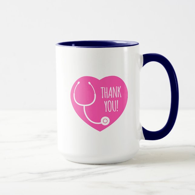 Thank You | Pink Heart Stethoscope Mug (Right)