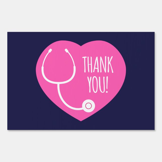 Thank You | Pink Heart Stethoscope Sign (Front)