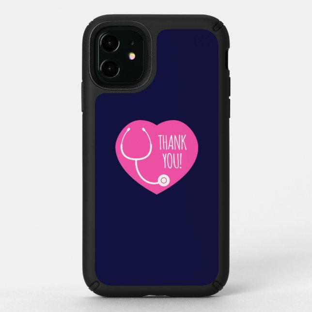 Thank You | Pink Heart Stethoscope Speck iPhone 11 Case (Front)